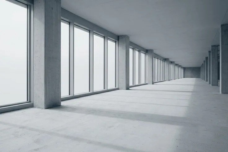 Abstract view of an empty unfinished office interior