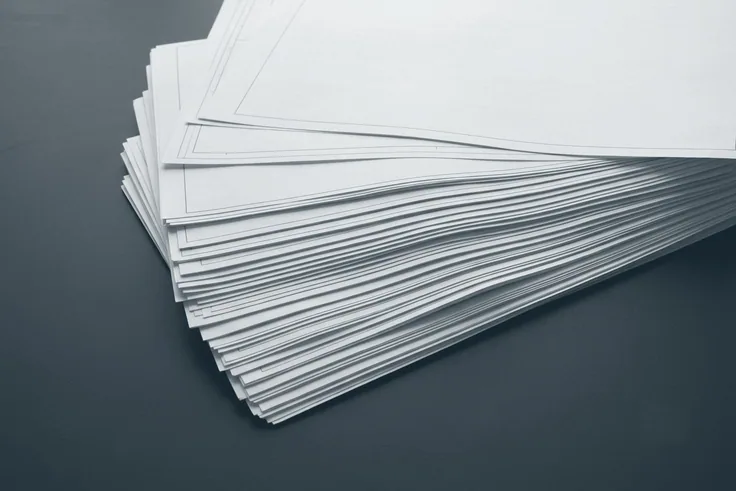 Abstract overhead view of stacked blank documents