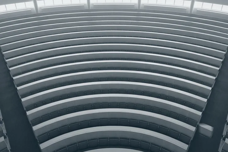Abstract overhead view of empty tiered seating