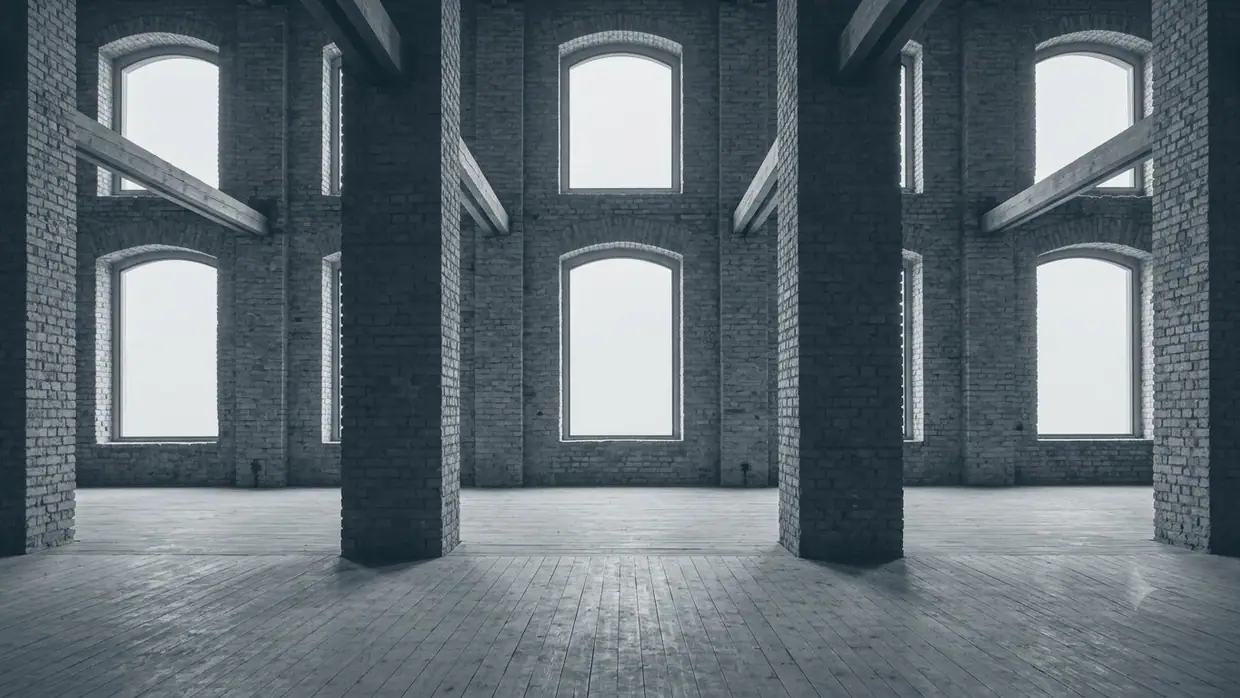 Abstract view of an empty converted industrial interior
